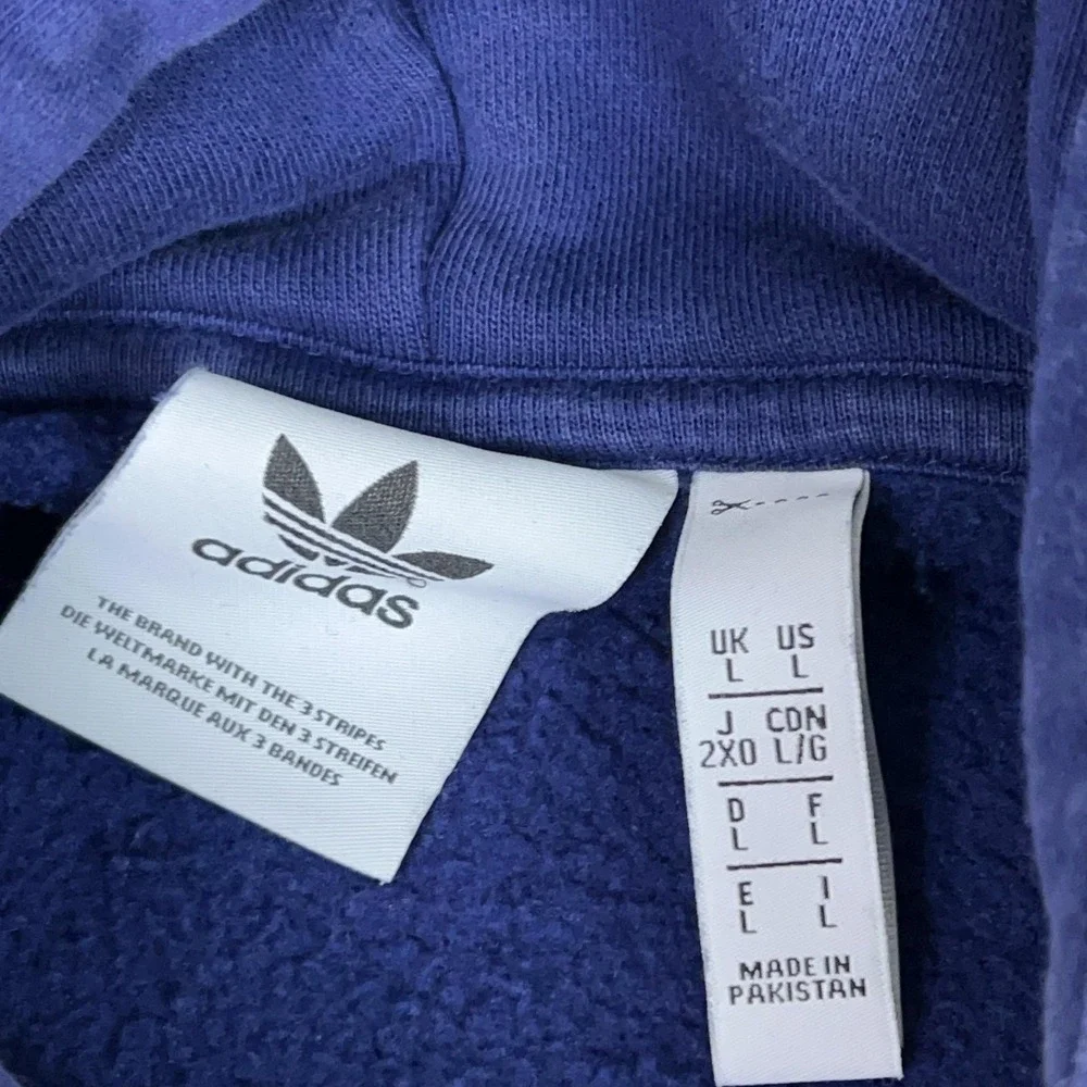 Adidas Hoodie Mens Large Blue‎ Trefoil 3 Stripes Pullover Sweatshirt Sweater Top